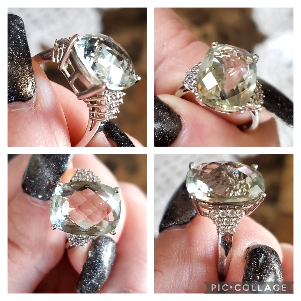 Genuine 8ct Stauer Multi Faceted Prasiolite Ring Size 8